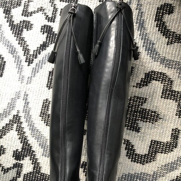Duo Boots Classic Over The Knee Leather Boots with Back Zipper Black Size 40 - Picture 2 of 8